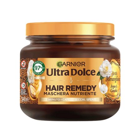 ماسک موی مغذی و درخشان کننده روغن آرگان گل کاملیا Garnier Ultra Dolce Hair Remedy Maschera Nutriente Argan and Camelia Hair Mask