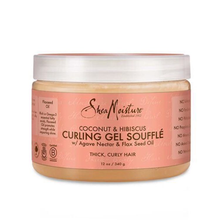 ژل حالت دهنده موهای فر شی مویسچر SheaMoisture Coconut and Hibiscus Curling Gel Souffle Agave Nectar and Flaxseed Oil