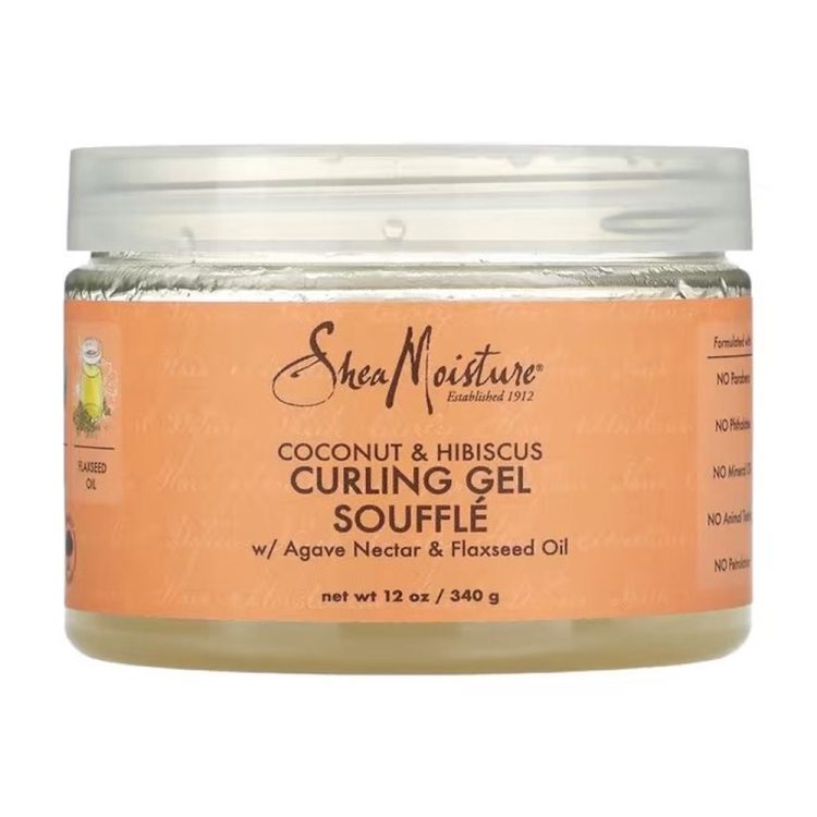 ژل حالت دهنده موهای فر شی مویسچر SheaMoisture Coconut and Hibiscus Curling Gel Souffle Agave Nectar and Flaxseed Oil