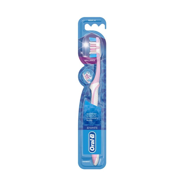 مسواک دستی سه بعدی سفید کننده اورال بی مدل 3D وایت برلیانس Oral-B 3D White Brilliance Medium Manual Toothbrush